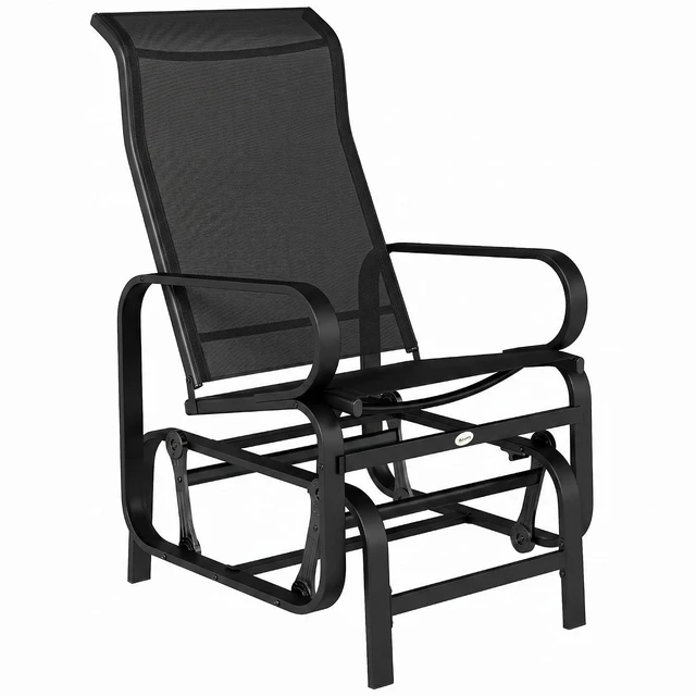 Main image of Outdoor Glider Chair, Smooth Gliding Mechanism, Black | Gliders for Outside Patio, Lightweight Construction, Backyard