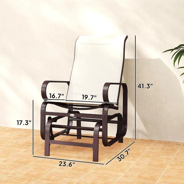 Alt view image 3 of 7 - Outdoor Glider Chair, Smooth Gliding Mechanism, Beige | Gliders for Outside Patio, Lightweight Construction, Backyard
