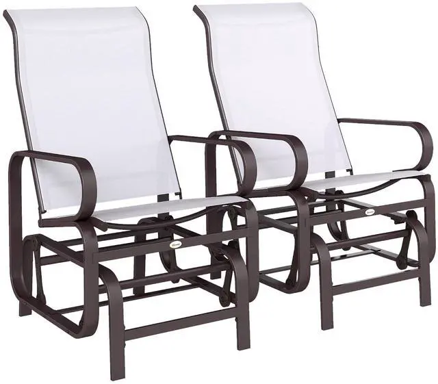 Main image of Outdoor Glider Chair Set of 2, Smooth Gliding Mechanism, Beige | Gliders for Outside Patio, Lightweight Construction, Backyard