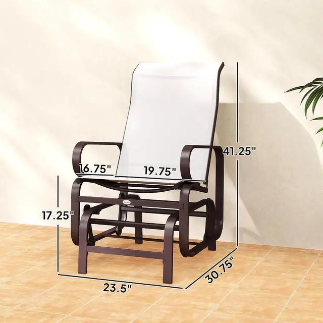 Alt view image 3 of 7 - Outdoor Glider Chair Set of 2, Smooth Gliding Mechanism, Beige | Gliders for Outside Patio, Lightweight Construction, Backyard