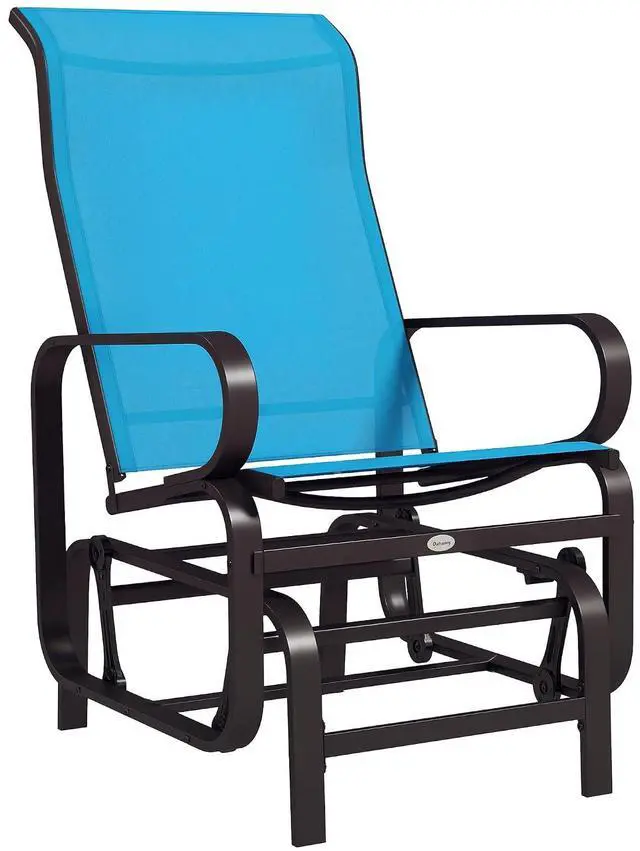 Main image of Outdoor Glider Chair, Smooth Gliding Mechanism, Blue | Smooth Gliding Mechanism, Lightweight Construction, Patio, Backyard