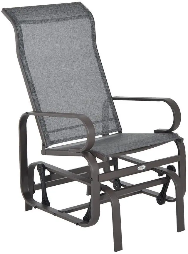 Main image of Outdoor Glider Chair, Smooth Gliding Mechanism, Gray | Smooth Gliding Mechanism, Lightweight Construction, Patio, Backyard