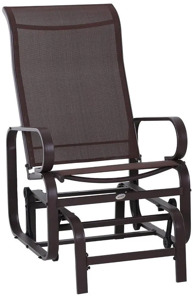 Main image of Outdoor Glider Chair, Smooth Gliding Mechanism, Brown | Gliders for Outside Patio, Lightweight Construction, Backyard