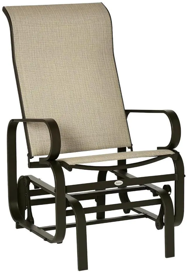 Main image of Outdoor Glider Chair, Smooth Gliding Mechanism, Tan | Smooth Gliding Mechanism, Lightweight Construction, Backyard
