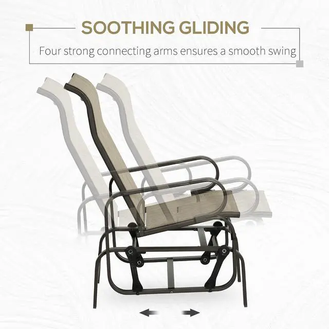 Alt view image 4 of 7 - Outdoor Glider Chair, Smooth Gliding Mechanism, Tan | Smooth Gliding Mechanism, Lightweight Construction, Backyard