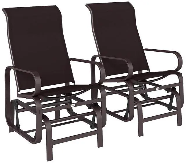 Main image of Outdoor Glider Chair Set of 2, Smooth Gliding Mechanism, Brown | Gliders for Outside Patio, Lightweight Construction, Backyard