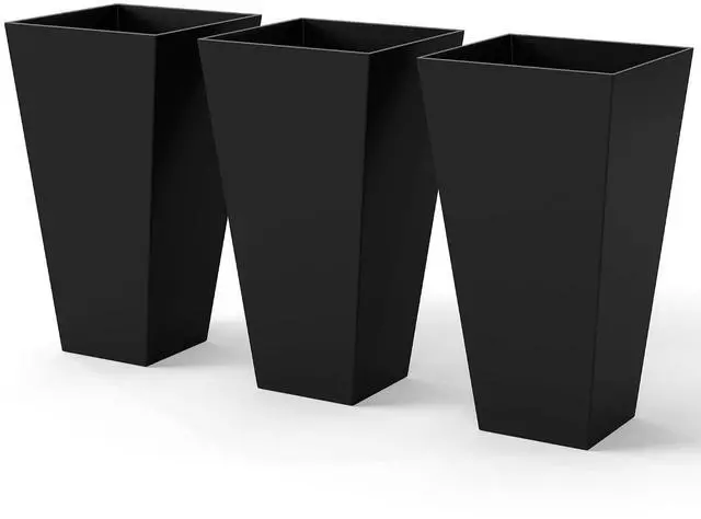 Main image of 28 in Tall Planters for Outdoor Plants, Set of 3, Black | Set of 3, Taper Planters, Indoor Grande Plant Pots, Front Porch Decor, Flower Pots