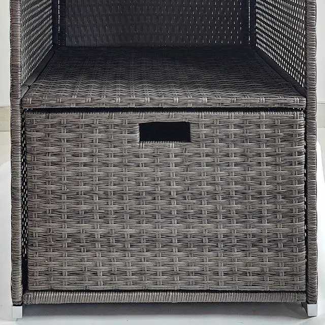 Alt view image 7 of 7 - Valet Pool Towel Rack Waterproof Hot Tub Organizer Dark Gray | PE Plastic Rattan Wicker, Indoor Outdoor Spa Accessory Storage, 2 Shelves, 6 Basket Drawer