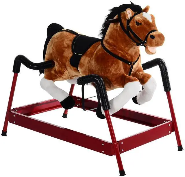 Main image of Qaba Spring Rocking Horse Durable Plush for Toddlers with Realistic Sounds | Bouncing Rocker Toy