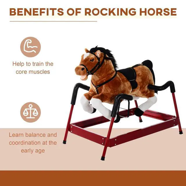 Alt view image 6 of 7 - Qaba Spring Rocking Horse Durable Plush for Toddlers with Realistic Sounds | Bouncing Rocker Toy