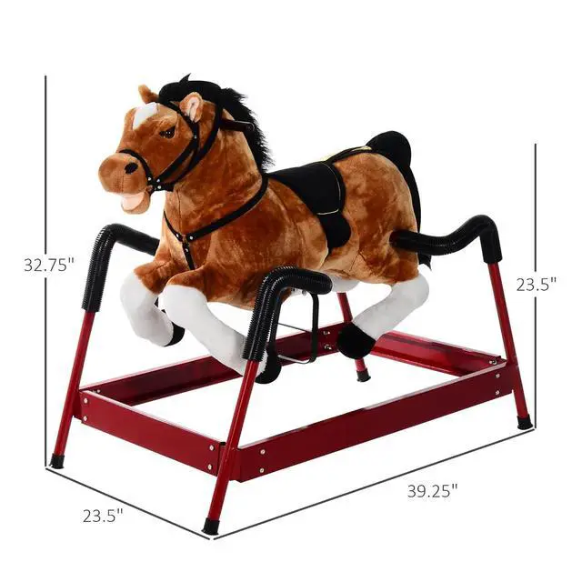 Alt view image 7 of 7 - Qaba Spring Rocking Horse Durable Plush for Toddlers with Realistic Sounds | Bouncing Rocker Toy