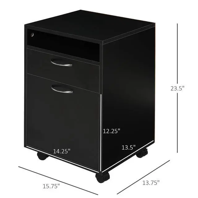Alt view image 3 of 7 - Mobile Storage Cabinet Organizer, Bathroom Drawer Cabinet, Black | Printer Stand, Castors