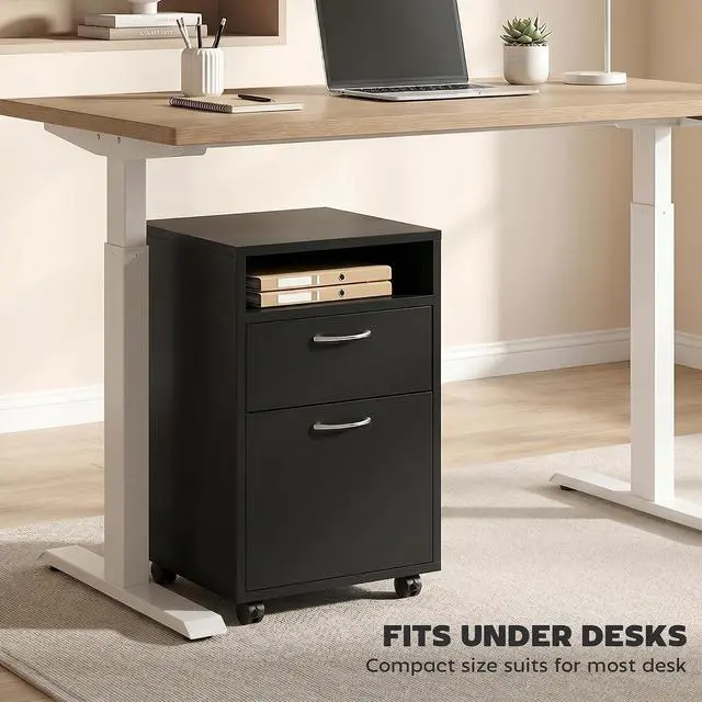Alt view image 6 of 7 - Mobile Storage Cabinet Organizer, Bathroom Drawer Cabinet, Black | Printer Stand, Castors