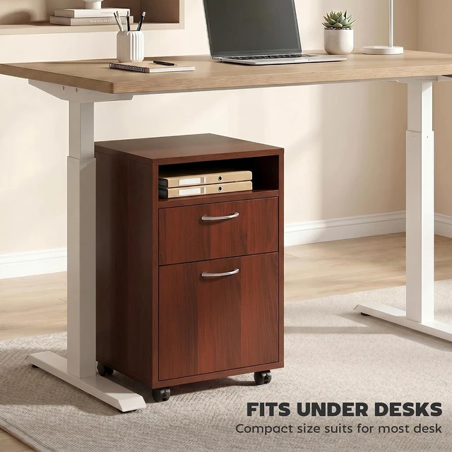 Alt view image 6 of 7 - Mobile Storage Cabinet Organizer, Bathroom Drawer Cabinet, Brown | Printer Stand, Castors