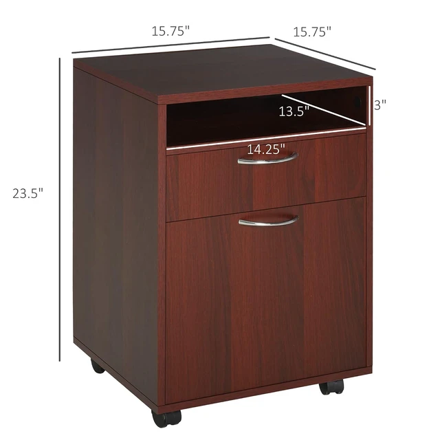 Alt view image 3 of 7 - Mobile Storage Cabinet Organizer, Bathroom Drawer Cabinet, Brown | Printer Stand, Castors