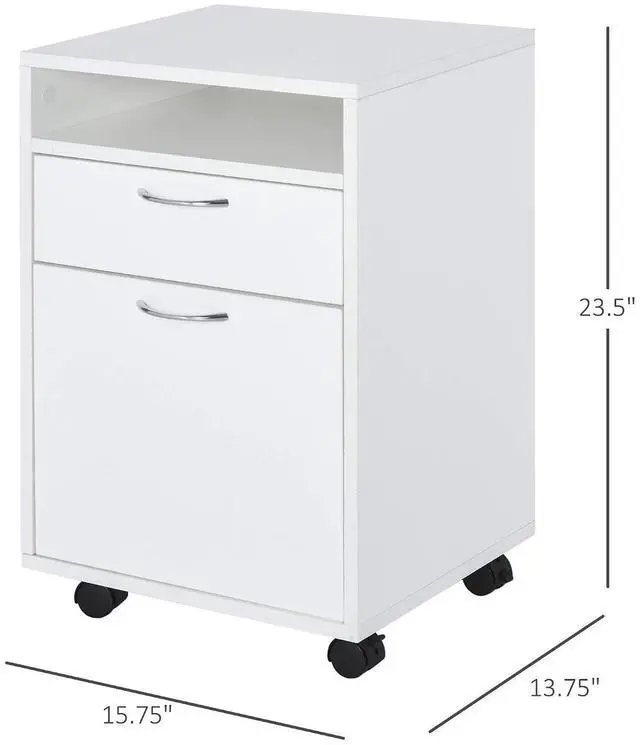 Alt view image 3 of 7 - Mobile Storage Cabinet Organizer, Bathroom Drawer Cabinet, White | Printer Stand, Castors