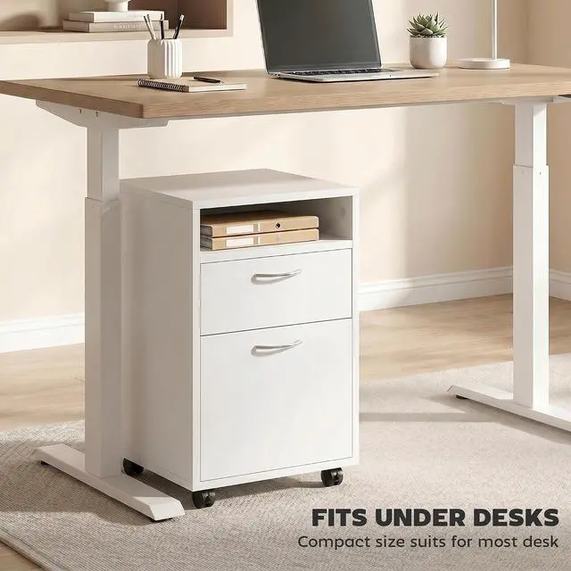 Alt view image 6 of 7 - Mobile Storage Cabinet Organizer, Bathroom Drawer Cabinet, White | Printer Stand, Castors