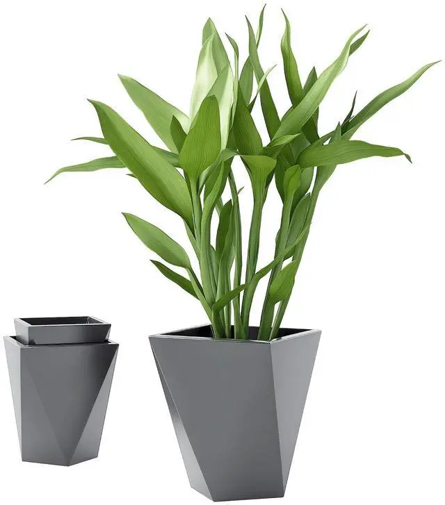 Main image of Set of 3 Tall Planters w/Drainage Holes, 18"/15.25"/11.75", Gray | MgO Indoor Outdoor Planters, Stackable Flower Pots, Garden, Patio, Balcony, Front Door, Porch