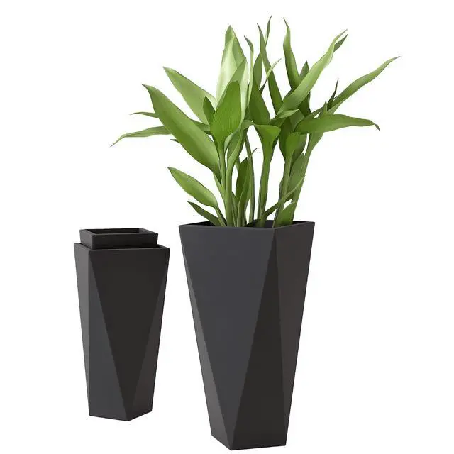 Main image of Set of 3 Tall Planters w/Drainage Holes, 28.75"/24.5"/20.5", Black | MgO Indoor Outdoor Planters, Stackable Flower Pots, Garden, Patio, Balcony, Front Door, Porch