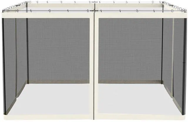 Alt view image 7 of 7 - 10' x 12' Universal Replacement Mesh Sidewall Netting, White | For Patio Gazebos/Canopy Tents, Zippers, Canopy Mosquito Net, Sidewall ONLY