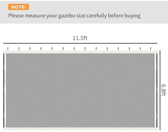 Alt view image 3 of 7 - 10' x 13' Universal Replacement Mesh Sidewall Netting, White | For Patio Gazebos/Canopy Tents, Zippers, Canopy Mosquito Net, Sidewall ONLY