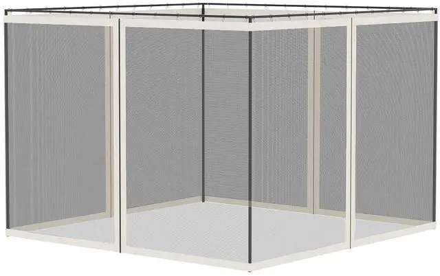 Alt view image 6 of 7 - 10' x 13' Universal Replacement Mesh Sidewall Netting, White | For Patio Gazebos/Canopy Tents, Zippers, Canopy Mosquito Net, Sidewall ONLY
