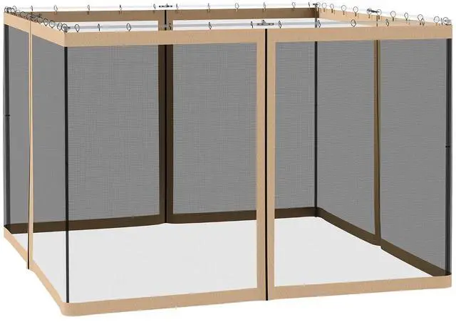Main image of 10' x 10' Universal Replacement Mesh Sidewall Netting, Beige | For Patio Gazebos/Canopy Tents, Zippers, Canopy Mosquito Net, Sidewall ONLY