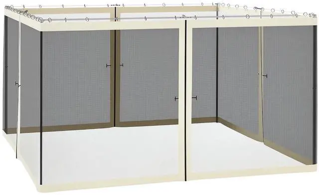 Main image of 12' x 12' Universal Replacement Mesh Sidewall Netting, Cream | For Patio Gazebos/Canopy Tents, Zippers, Canopy Mosquito Net, Sidewall ONLY