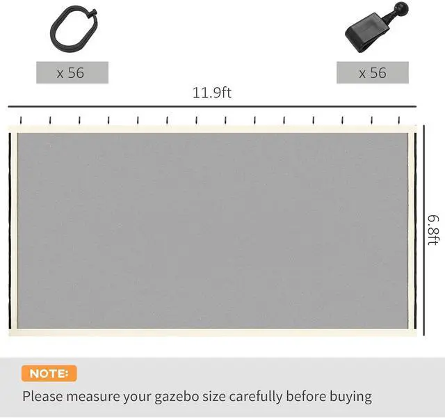 Alt view image 3 of 7 - 12' x 12' Universal Replacement Mesh Sidewall Netting, Cream | For Patio Gazebos/Canopy Tents, Zippers, Canopy Mosquito Net, Sidewall ONLY