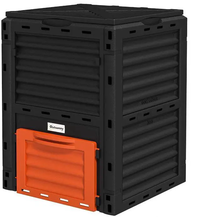 Main image of Garden Compost Bin, 80 Gallon Large Capacity Composter, Orange | Outdoor Use, Fast Create Fertile Soil, Aerating Box, Easy Assembly