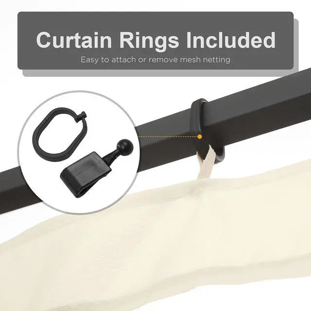 Alt view image 5 of 7 - 12' x 12' Universal Replacement Mesh Sidewall Netting, Cream | For Patio Gazebos/Canopy Tents, Zippers, Canopy Mosquito Net, Sidewall ONLY