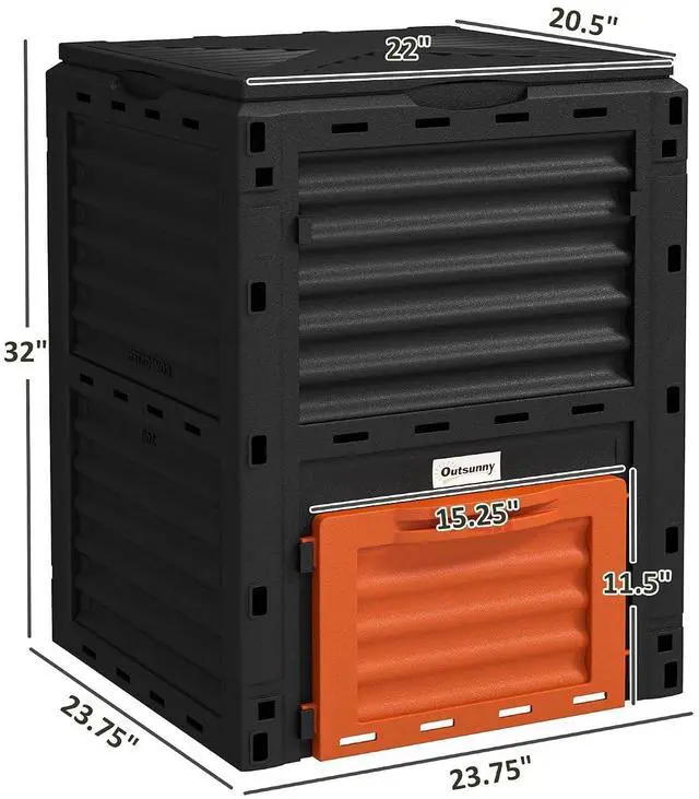 Alt view image 7 of 7 - Garden Compost Bin, 80 Gallon Large Capacity Composter, Orange | Outdoor Use, Fast Create Fertile Soil, Aerating Box, Easy Assembly