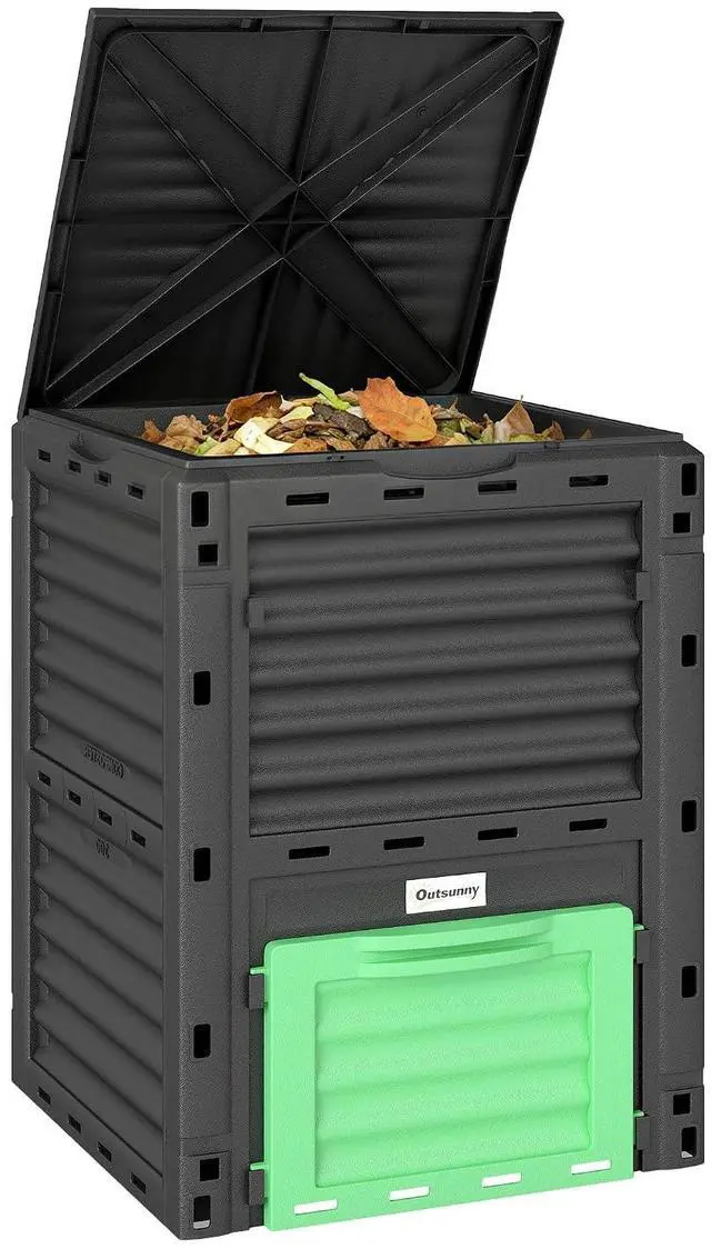 Main image of Garden Compost Bin, 80 Gallon Large Capacity Composter, Green | Outdoor Use, Fast Create Fertile Soil, Aerating Box, Easy Assembly