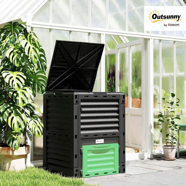 Alt view image 2 of 7 - Garden Compost Bin, 80 Gallon Large Capacity Composter, Green | Outdoor Use, Fast Create Fertile Soil, Aerating Box, Easy Assembly