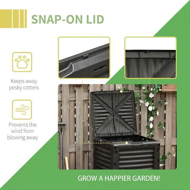 Alt view image 5 of 7 - Garden Compost Bin, 80 Gallon Large Capacity Composter, Black | Outdoor Use, Fast Create Fertile Soil, Aerating Box, Easy Assembly