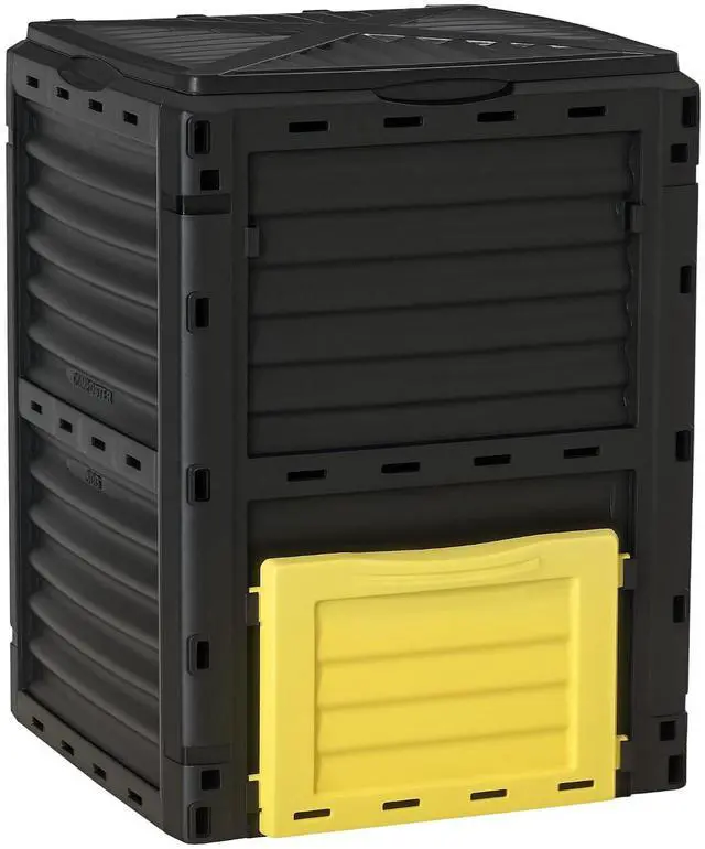 Main image of Garden Compost Bin, 80 Gallon Outdoor Composter, Yellow | Large Capacity, Fast Create Fertile Soil Aerating Box, Easy Assembly