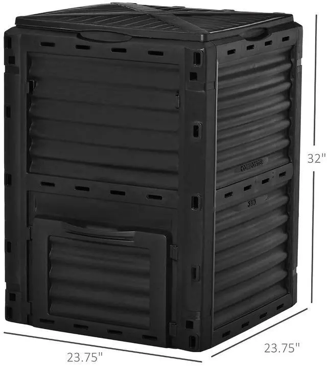 Alt view image 7 of 7 - Garden Compost Bin, 80 Gallon Large Capacity Composter, Black | Outdoor Use, Fast Create Fertile Soil, Aerating Box, Easy Assembly