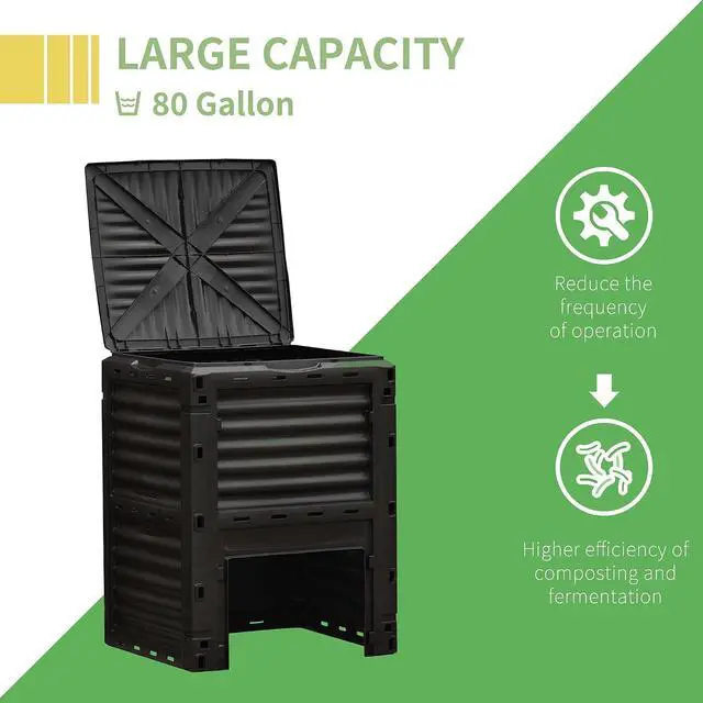 Alt view image 4 of 7 - Garden Compost Bin, 80 Gallon Outdoor Composter, Yellow | Large Capacity, Fast Create Fertile Soil Aerating Box, Easy Assembly