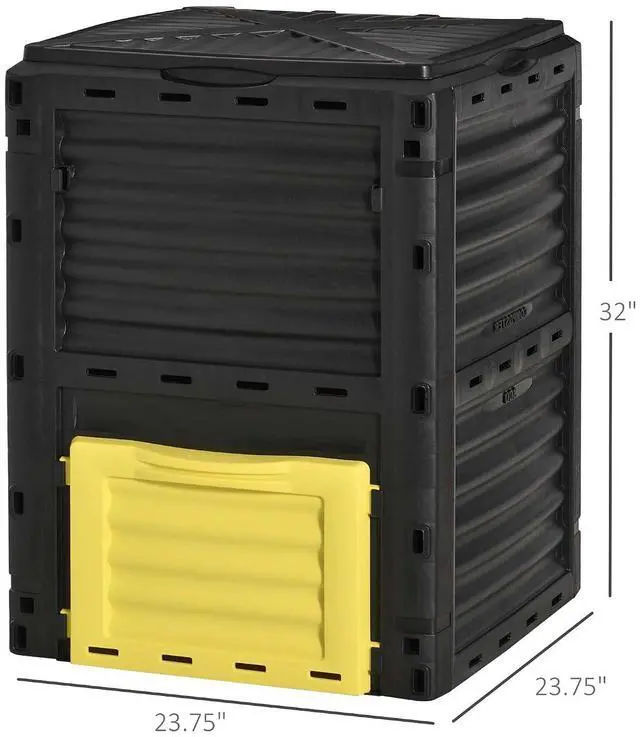 Alt view image 7 of 7 - Garden Compost Bin, 80 Gallon Outdoor Composter, Yellow | Large Capacity, Fast Create Fertile Soil Aerating Box, Easy Assembly