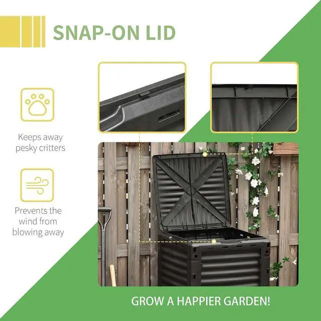 Alt view image 6 of 7 - Garden Compost Bin, 80 Gallon Outdoor Composter, Yellow | Large Capacity, Fast Create Fertile Soil Aerating Box, Easy Assembly