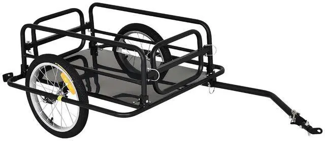 Main image of Bike Trailer Foldable Bicycle Trailer16 Inch Pneumatic Tire Black | Universal Coupler, Foldable Frame, Safe Reflectors Design, Large Load Capacity