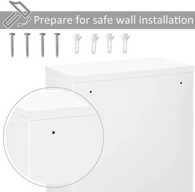 Alt view image 6 of 7 - kleankin Steel Wall Mount Medicine Cabinet 3 Tier Bathroom Lockable White | Emergency Box, for Kitchen, with 2 Keys