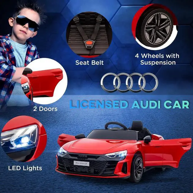 Alt view image 3 of 7 - Licensed Audi RS e-tron GT 12V Ride On Car Truck for Kids Red | Electric Car Ride On Vehicle, w/Parent Remote Control, Music, Lights, for Toddlers