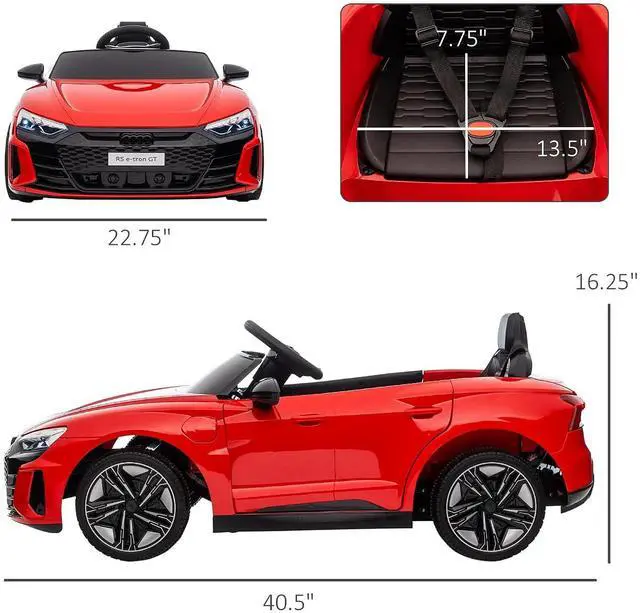 Alt view image 7 of 7 - Licensed Audi RS e-tron GT 12V Ride On Car Truck for Kids Red | Electric Car Ride On Vehicle, w/Parent Remote Control, Music, Lights, for Toddlers