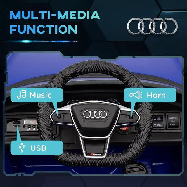 Alt view image 4 of 7 - Licensed Audi RS e-tron GT 12V Ride On Car Truck for Kids Dark Blue | Electric Car Ride On Vehicle, w/Parent Remote Control, Music, Lights, for Toddlers