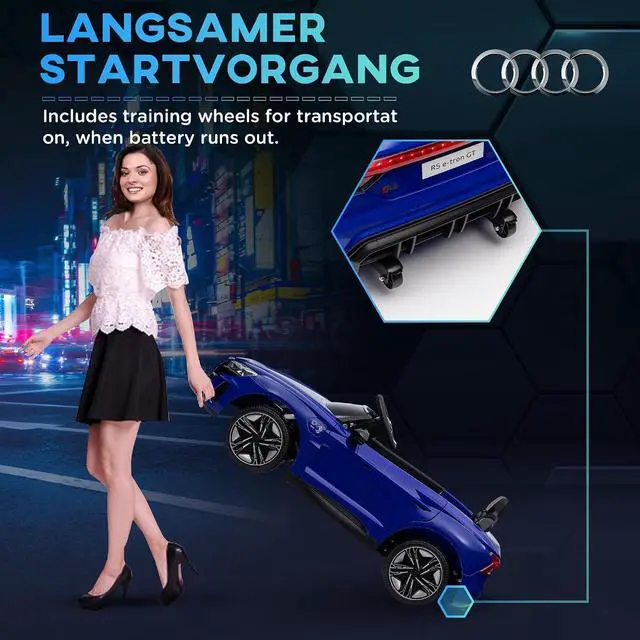 Alt view image 5 of 7 - Licensed Audi RS e-tron GT 12V Ride On Car Truck for Kids Dark Blue | Electric Car Ride On Vehicle, w/Parent Remote Control, Music, Lights, for Toddlers