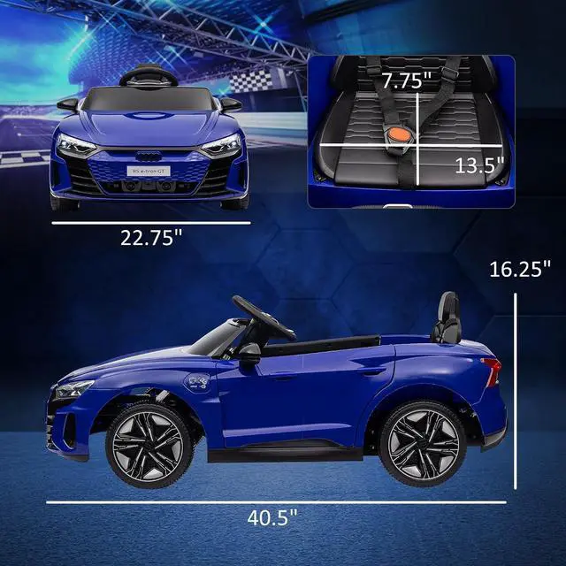 Alt view image 7 of 7 - Licensed Audi RS e-tron GT 12V Ride On Car Truck for Kids Dark Blue | Electric Car Ride On Vehicle, w/Parent Remote Control, Music, Lights, for Toddlers