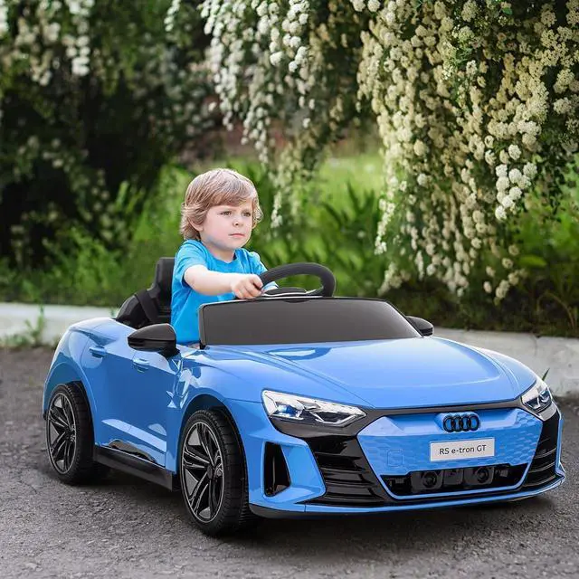 Alt view image 2 of 7 - Licensed Audi RS e-tron GT 12V Ride On Car Truck for Kids Blue | Electric Car Ride On Vehicle, w/Parent Remote Control, Music, Lights, for Toddlers