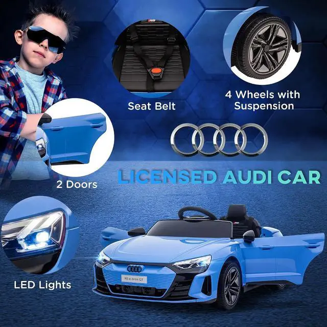 Alt view image 3 of 7 - Licensed Audi RS e-tron GT 12V Ride On Car Truck for Kids Blue | Electric Car Ride On Vehicle, w/Parent Remote Control, Music, Lights, for Toddlers