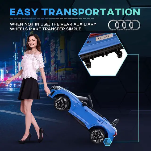 Alt view image 6 of 7 - Licensed Audi RS e-tron GT 12V Ride On Car Truck for Kids Blue | Electric Car Ride On Vehicle, w/Parent Remote Control, Music, Lights, for Toddlers